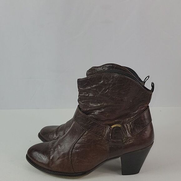 Paul Green Strappy Brown Leather Handmade Women's Ankle Boots - Picture 6 of 16